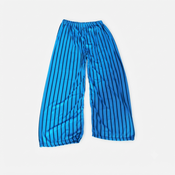 Women's Electric Blue & Black Striped Ribbed Palazzos - Size L