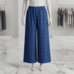 Women's Blue Geometric Printed Cotton Palazzos - Size XL