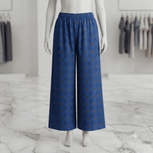 Women's Blue Geometric Printed Cotton Palazzos - Size XL