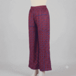 Women's Maroon & Blue Checked Grid Ribbed Palazzos - Size L