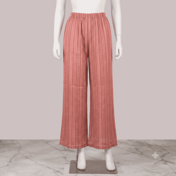 Women's Peach & Black Striped Printed Cotton Palazzos - Size XL