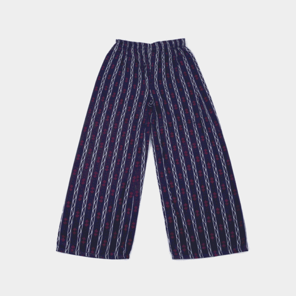 Women's Navy Blue & Red Ethnic Printed Ribbed Palazzos - Size L