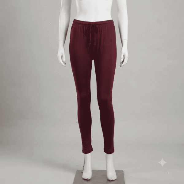 Women's Maroon Solid Viscose Leggings - Size XXL
