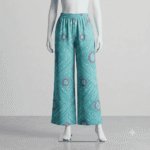 Women's Turquoise Blue & Pink Bandhani Printed Ribbed Palazzos - Size XL