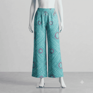 Women's Turquoise Blue & Pink Bandhani Printed Ribbed Palazzos - Size XL