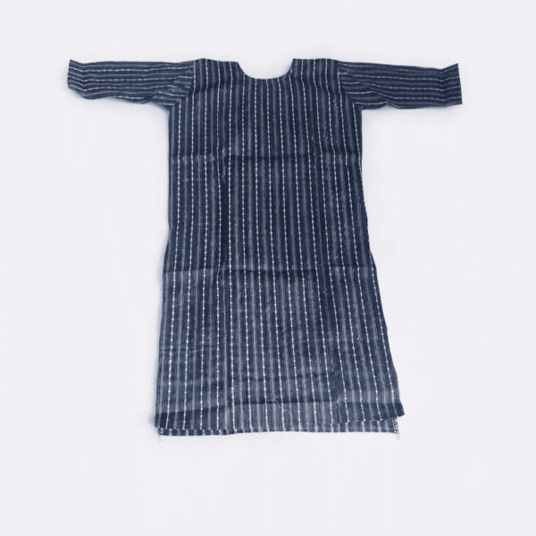 Women's Indigo Blue Striped Embroidered Cotton Kurti - Size L