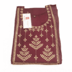 Women's Maroon Gold-Embroidered Cotton Kurti - Size XL
