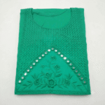Women's Sea Green Embroidered Cotton Kurti - Size L