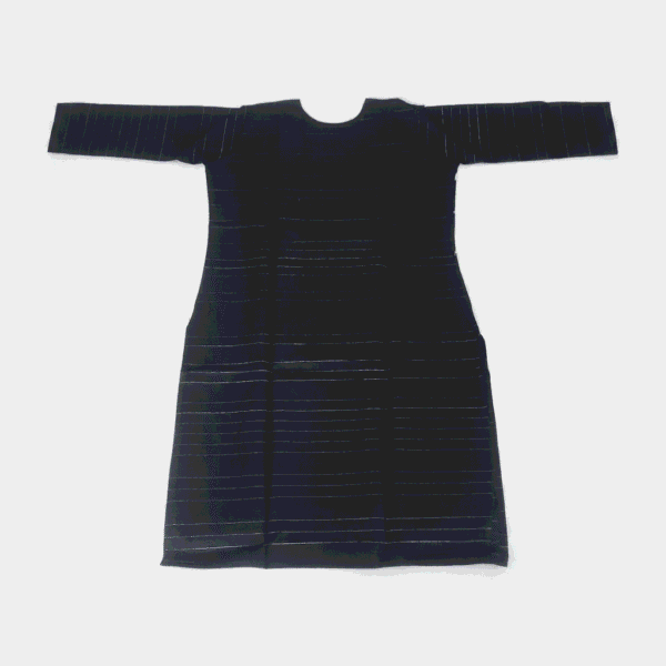 Women's Black Striped Embroidered Cotton Kurti - Size XL
