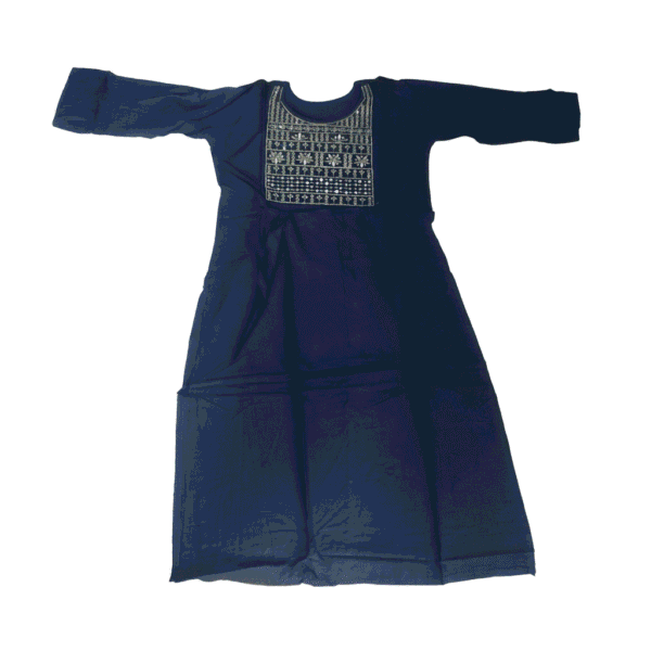Women's Royal Blue Embroidered Cotton Kurti - Size L