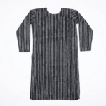 Women's Grey Striped Embroidered Cotton Kurti - Size L