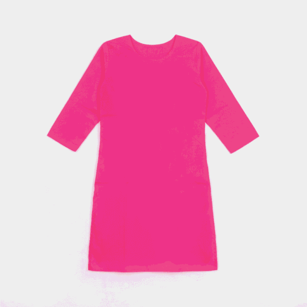 Women's Hot Pink Embroidered Cotton Kurti - Size L