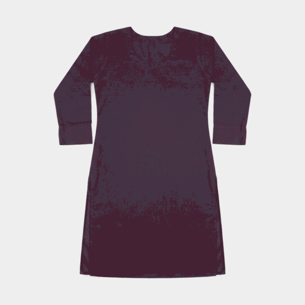 Women's Deep Plum Gold-Embroidered Cotton Kurti - Size L