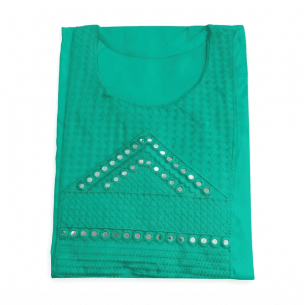 Women's Emerald Green Mirror-Embroidered Cotton Kurti - Size L