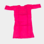 Women's Hot Pink Embroidered Cotton Kurti - Size L