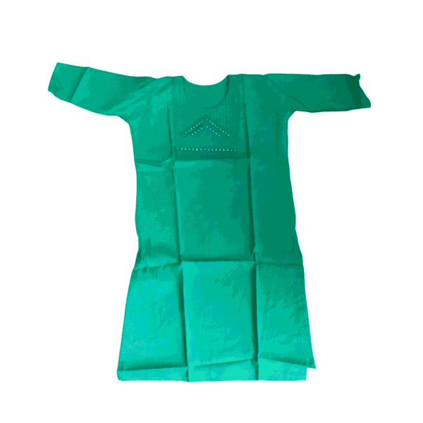Women's Emerald Green Mirror-Embroidered Cotton Kurti - Size L