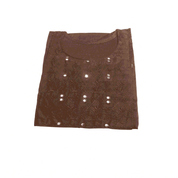 Women's Rich Brown Embroidered Cotton Kurti - Size L