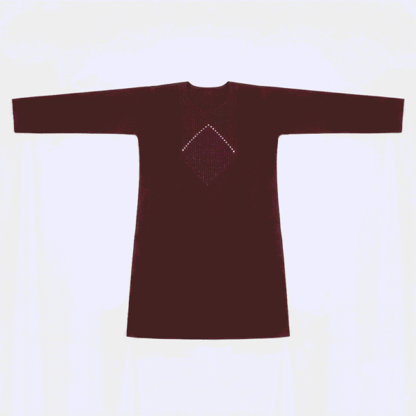 Women's Maroon Mirror-Embroidered Cotton Kurti - Size L