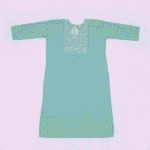 Women's Mint Green Mirror-Embroidered Cotton Kurti - Size 3XL