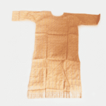 Women's Peach Striped Embroidered Cotton Kurti - Size L