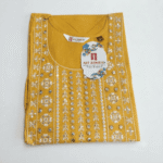 Women's Mustard Yellow Embroidered Cotton Kurti - Size 3XL