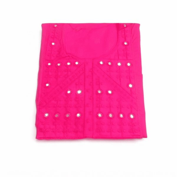 Women's Hot Pink Embroidered Cotton Kurti - Size L