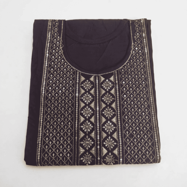 Women's Deep Plum Gold-Printed Cotton Kurti - Size L