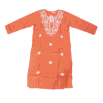 Women's Peach Floral Embroidered Cotton Kurti - Size XL