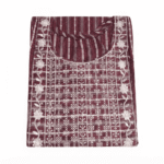 Women's Maroon Striped Embroidered Cotton Kurti - Size L