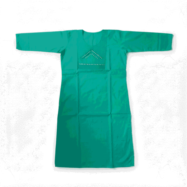 Women's Emerald Green Mirror-Embroidered Cotton Kurti - Size L