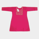 Women's Magenta Gold-Embroidered Cotton Kurti - Size XL
