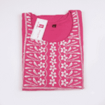 Women's Ranee Pink Floral Embroidered Cotton Kurti - Size XL
