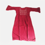 Women's Deep Maroon Mirror-Embroidered Cotton Kurti - Size XL