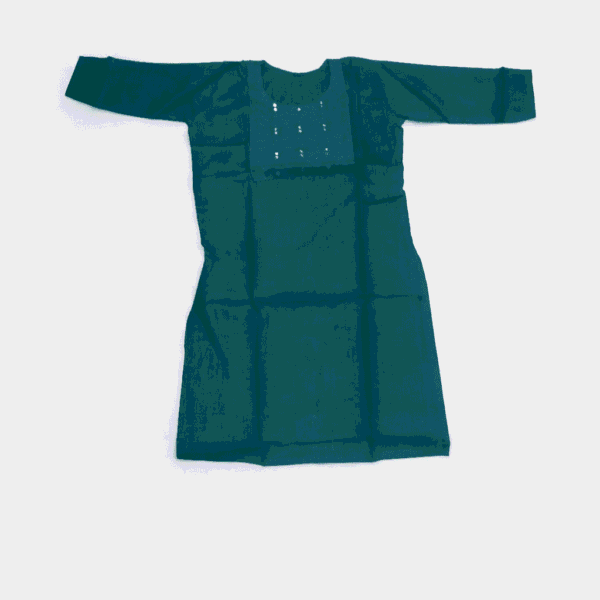 Women's Teal Blue Embroidered Cotton Kurti - Size L