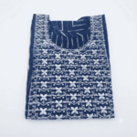 Women's Navy Blue Striped Embroidered Cotton Kurti - Size L