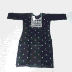 Women's Black Striped Embroidered Cotton Kurti - Size XL