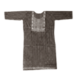 Women's Espresso Brown Striped Embroidered Cotton Kurti - Size L