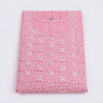 Women's Light Pink Striped Embroidered Cotton Kurti - Size L