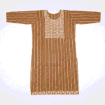 Women's Caramel Brown Striped Embroidered Cotton Kurti - Size L
