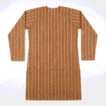 Women's Caramel Brown Striped Embroidered Cotton Kurti - Size L