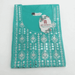 Women's Turquoise Blue Embroidered Cotton Kurti - Size 3XL