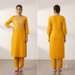 Women's Mustard Yellow Embroidered Cotton Kurti - Size 3XL