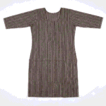 Women's Espresso Brown Striped Embroidered Cotton Kurti - Size L