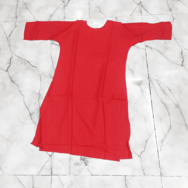 Women's Vibrant Red Gold-Embroidered Cotton Kurti - Size XL