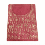 Women's Deep Maroon Mirror-Embroidered Cotton Kurti - Size XL