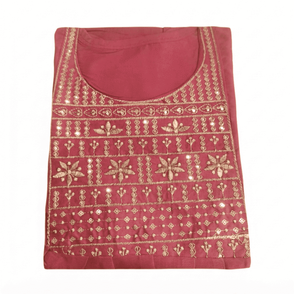 Women's Deep Maroon Mirror-Embroidered Cotton Kurti - Size XL
