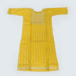 Women's Bright Yellow Striped Embroidered Cotton Kurti - Size L