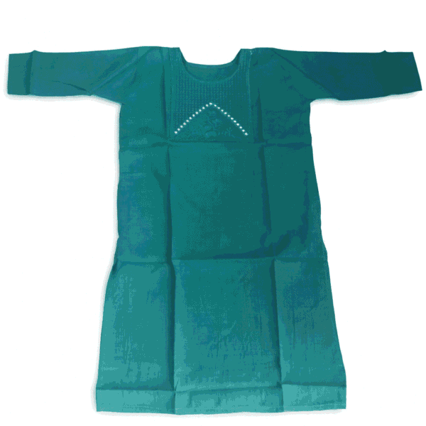 Women's Teal Blue Mirror-Accent Cotton Kurti - Size L