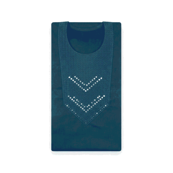 Women's Deep Blue Geometric Embroidered Cotton Kurti - Size L