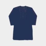 Women's Navy Blue Embroidered Cotton Kurti - Size L